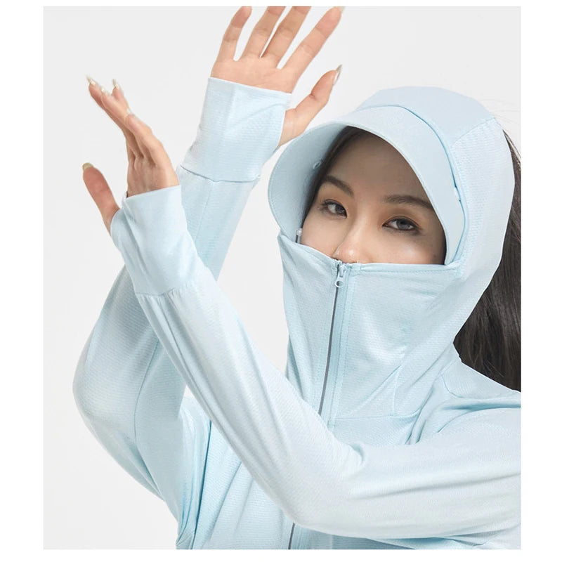TRVLWEGO Summer Women Men Fishing Shirt UV Proof Coat Quick Dry Thin Sunscreen UPF50+ Outwear Hooded Cycling Beach Clothes