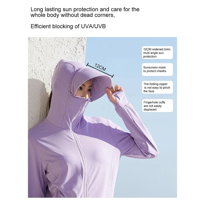 TRVLWEGO Summer Women Men Fishing Shirt UV Proof Coat Quick Dry Thin Sunscreen UPF50+ Outwear Hooded Cycling Beach Clothes