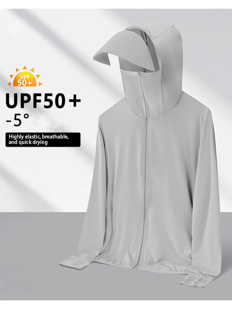 TRVLWEGO Summer Women Men Fishing Shirt UV Proof Coat Quick Dry Thin Sunscreen UPF50+ Outwear Hooded Cycling Beach Clothes
