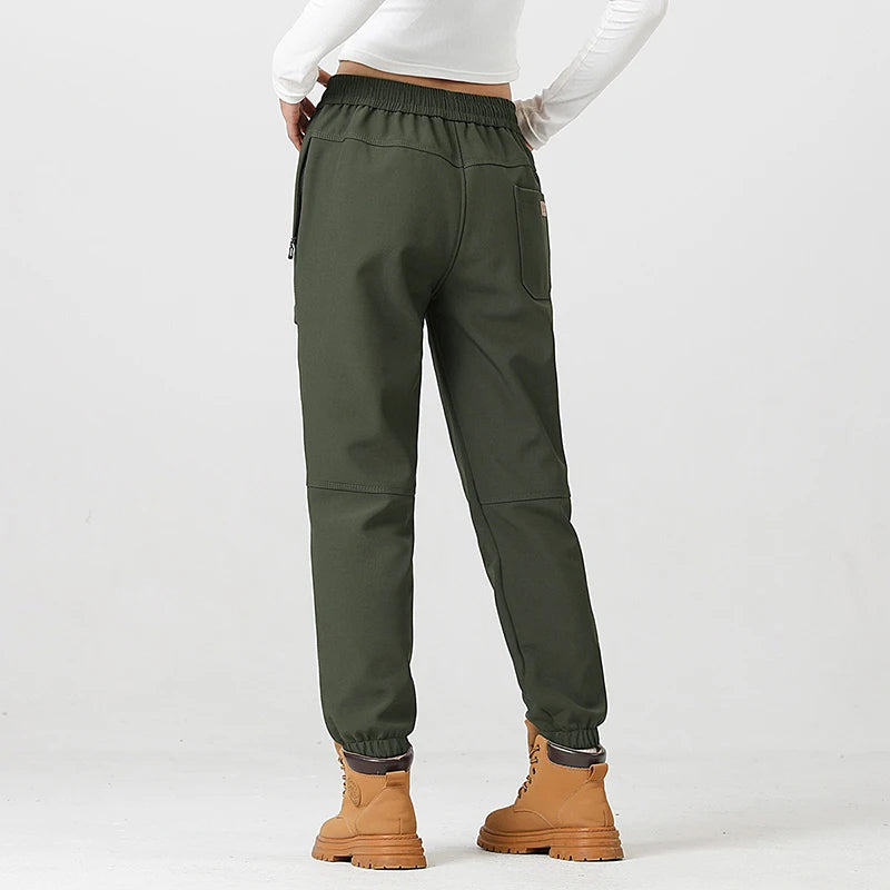 JNLN Thick Fleece Warm Pants Women Men Winter Waterproof Windproof Jogger Pants Unisex Hiking Camping Climbing Skiing Trousers